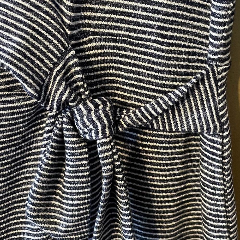 T by Talbot Blue and White Striped Maxi Dress pockets and side Tie Size M - Picture 3 of 12